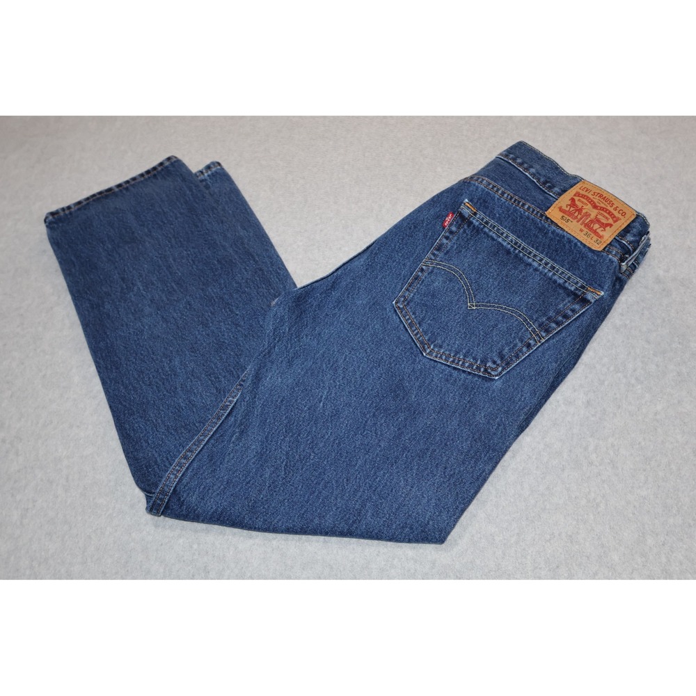 Levi Strauss & Co. 505 Regular Fit Mens 36x32 Blue Straight Leg Denim Jeans